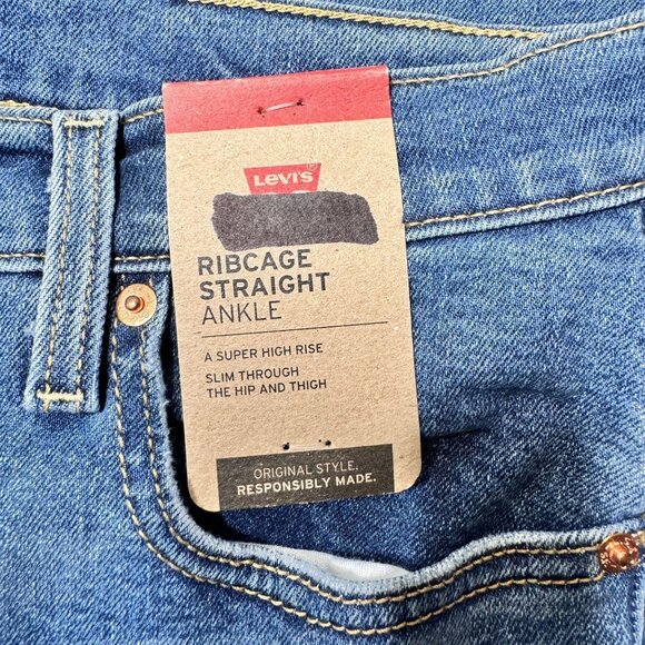 Levis Womens Ribcage Straight Ankle‎ High Rise Button Fly Jeans Sz 32 NWT Denim - Picture 3 of 10